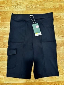 Halara Size M High Waist Spandex Biker Shorts Pockets Black Hem NWT - Picture 1 of 5