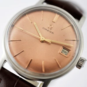 OMEGA GENEVE REF 135.070 FROM 1965 MANUAL WIND DATE ROSE DIAL SWISS DRESS WATCH - Picture 1 of 13