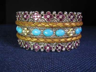 BARBARA BIXBY BRAZALETE CUERO PIEDRAS PRECIOSAS FLOR WESTERN Turquesa Rodolita Foto 1 de 4