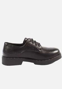 Inglesine Donna Nere Derby Stringate Scarpe Francesine Basse con Lacci Borchie - Bild 1 von 10