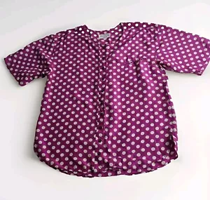 Vintage 90's Top Blouse Size M Polka Dot 100% Silk Magenta Pink By TIE RACK GUC - Picture 1 of 6