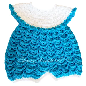 Pagliaccetto neonato cotone 100% tg 0-3 Turchese - artigianale uncinetto - Imagen 1 de 1