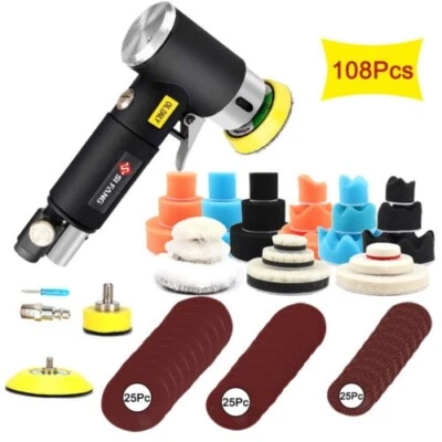 108PCS 1" 2" 3" Random Orbit Air Sander Pneumatic Grinding Machine Car Polisher - Image 1 of 4
