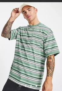 Dickies Relaxed Fit Striped Pocket T Shirt Dark Ivy Small - Picture 1 of 12