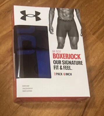UNDER ARMOUR 男式 5XL 拳击手 2 双全新未拆封 6 英寸 BOXERJOCK UA TECH — 第 1/3 张图片