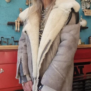 IRO JENNY Weathered Lamb Shearling Leather Jacket Sz 34 - Picture 1 of 16