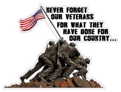 Never Forget our Veterans for what they have done for our Country Decal  8" x 6" - Image 1 of 2