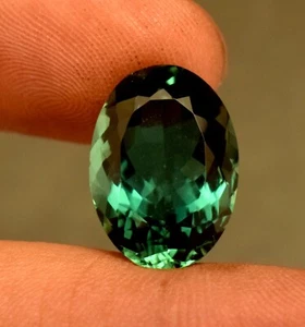 Lab Grown Blue Green Tourmaline 8.40 Ct Oval Shape Certified Loose Gemstone - Imagen 1 de 5