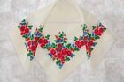White wool shawl Ukrainian floral scarf Vintage wedding wrap Chale russe bandana