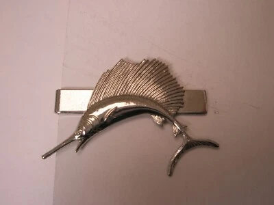 Swordfish Black Marlin Sailfish Vintage SMALL Tie Bar Clip animal spearfish - Image 1 of 4