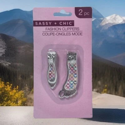 NAIL CLIPPERS Sassy + Chic (2 pcs) Rainbow Hearts Foot Shaped BRAND NEW - Image 1 of 4