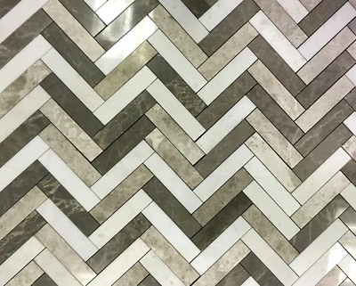 Смесь каррарского серого мрамора в елочку 9x19 большая смесь мозаика настенная и напольная плитка - Изображение 1 из 4