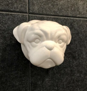 Bulldog Wall Hanger White Porcelain Adorable Home Decor Modern Decor - Picture 1 of 11
