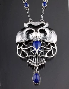 GEORG JENSEN Anniversary Sterling Pendant No 1 w. Lapis Lazuli. Silver 1904-2014 - Picture 1 of 11
