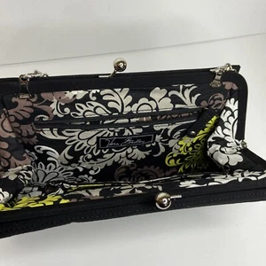 Vera Bradley Black Quilted Magnetic Close Handbag Pocketbook Purse Chain Handle - Picture 1 of 15