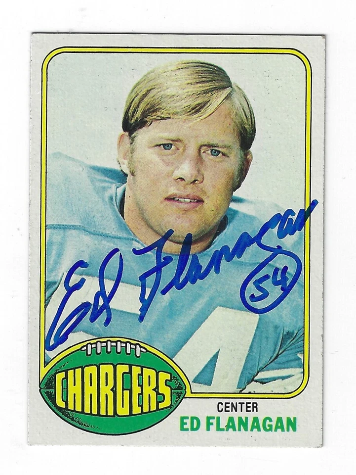 Autographed ED FLANAGAN San Diego Chargers 1976 card #157 COA - Image 1 of 1