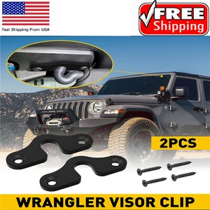 2x Metal Sun Visor Clip Bracket Hook Holder For JEEP Wrangler JK JL Gladiator US - Picture 1 of 15