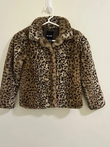 Me Jane Girls Animal Print Faux Fur Lined Coat Leopard Print Size 6/6x - Picture 1 of 6