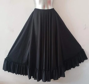 Mujer Adulto Negro Falda Volantes Columpio Círculo Flamenco Gitano CORTINA LLAMAR NUEVO SIN ETIQUETAS - Imagen 1 de 8