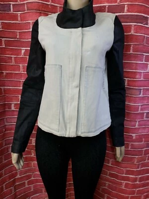 Helmut Lang Contemporary Designer Colorblock Denim Women's Jacket Size Large  - Image 1 of 4