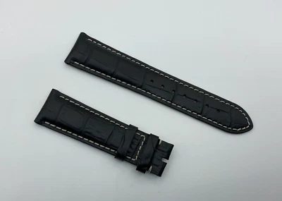 AUTÉNTICO LONGINES NUEVO 21MM NEGRO GENUINO CUERO COCODRILO CORREA PULSERA Foto 1 de 2