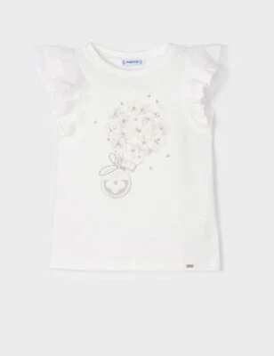 Mayoral verzierte Blumen T-Shirt Mädchen weiß alle Größen #REF67