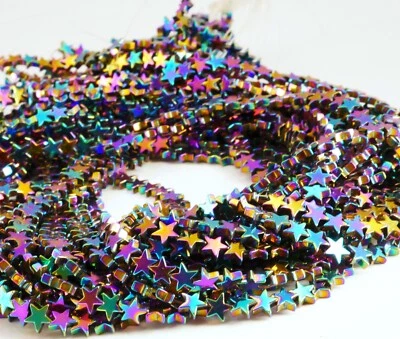 NELLYS  Strang Hämatit  Sterne glänzend multicolor 6mm Edelsteine ca. 80 Perlen - Bild 1 von 2