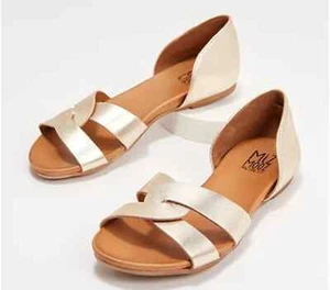 Miz Mooz Damen-Sandalen 8,5 M goldfarbenes Leder Amory flache D'Orsay NEU - Bild 1 von 5