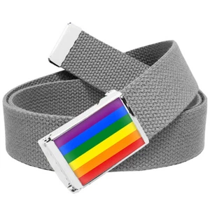 Build A Belt Kid's Rainbow Flag Flip Top 1.25" Wide Buckle with Canvas Web belt - Picture 1 of 24