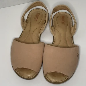 Born Trang Leather Flat Slingback Sandal blush Size 8 - Picture 1 of 7