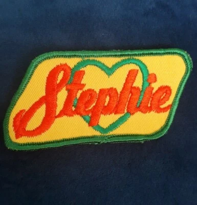 Stephie Jacket Hat Shirt Patch Name Tag Badge Personalized Heart VTG 1970s Sewn - Image 1 of 4