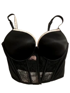 Victoria's Secret Shine Strap Rhinestone Bombshell Push-up Bustier Corset, Black - Picture 1 of 4