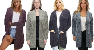 Cardigan lungo da donna taglia 12 14 aperto anteriore marle giacca top ragazza donna - Foto 1 di 14