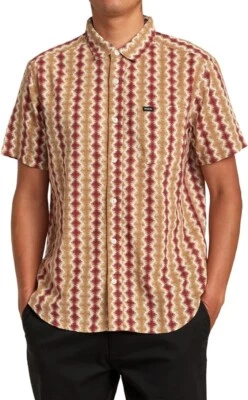 Camisa tejida RVCA SHIMA GAUZE S/S para hombre - NPW0 - mediana - NUEVA CON ETIQUETAS ÚLTIMA IZQUIERDA Foto 1 de 4