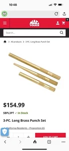 Mac Tools Three Piece Brass Punch Set  - Picture 1 of 2