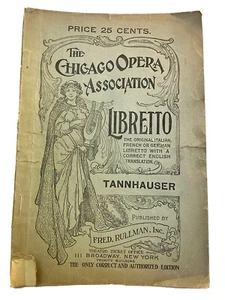 Vintage Chicago Opera Libretto for Wagner's Tannhauser w/ Steinway Piano Ad - Picture 1 of 3