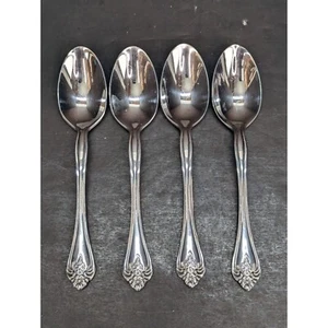 Oneida Stainless Boutonniere Everyday Flatware Replacement Soup Spoons Lot of 4 - Picture 1 of 7