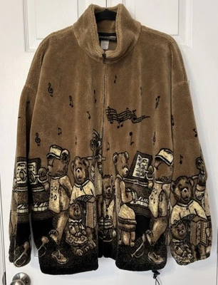 Chaqueta Cobblestone Canyon Talla XL Marrón Polar Osos Musicales Hecha en EE. UU. Años 90 De Colección Foto 1 de 4