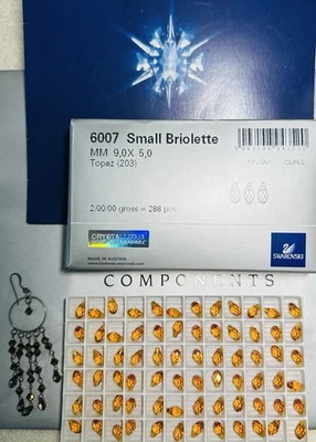 Подвеска Swarovski Briolette 6007 9 x 5 мм топаз 24шт упаковка Австрия - Изображение 1 из 3