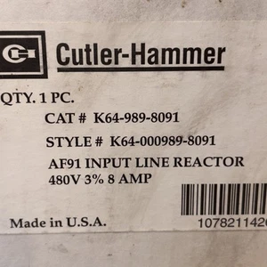 New In Box Cutler Hammer K64-989-8091 Input Line Reactor, 480V, 8A, NEW - Picture 1 of 8