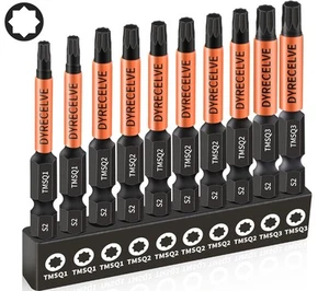 Professional 10-Pack 8 Point Torx Star & Double Square Bit Set - Premium Blue - Picture 1 of 9
