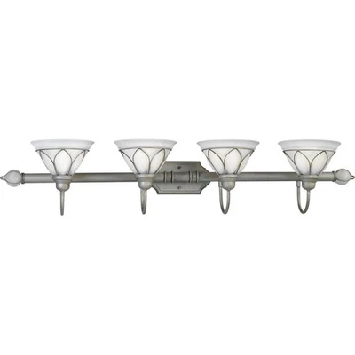 PROGRESS LIGHTING P3252-44 4-LIGHT FIXTURE WITH ETCHED ALABASTER STYLE GLASS - Image 1 of 2