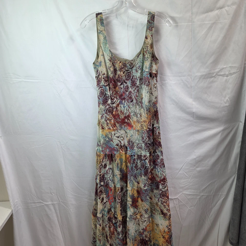 Maxi Vestido Para Mujer Nine West Estampado Multi Nivel Talla 10 Cuello Redondo Sin Mangas Foto 1 de 4
