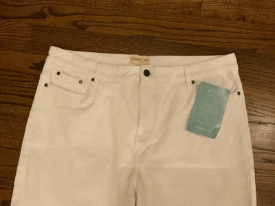 Nuevo Coldwater Creek High Rise Pantalón Blanco Talla 18 Cintura 38 Pulgadas Preppy Oficina Foto 1 de 4