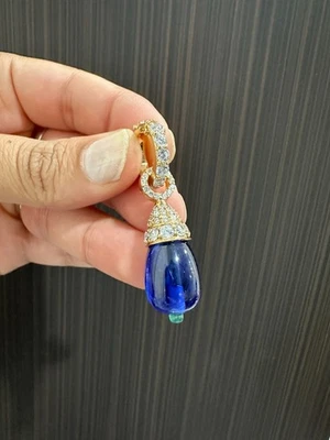 2ct Natural Tanzanite Oval Cut Infinity Pendant 14K White Gold Necklace for her - Image 1 of 4