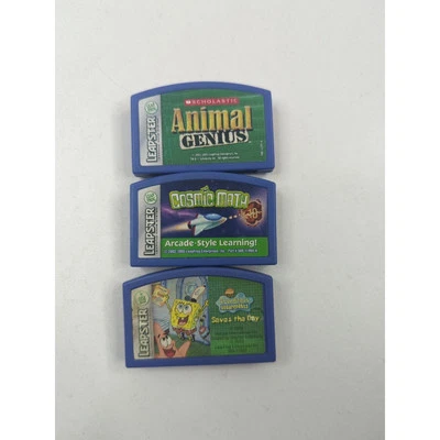 LeapFrog Leapster Learning Games Animal Genius, Cosmic Math, SpongeBob saves the - Image 1 of 2