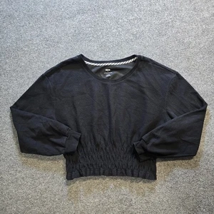 Maeve Pullover Damen Gr. XL Schwarz Langarm Crop Gerafft Freizeit Capsule Anthro - Bild 1 von 10