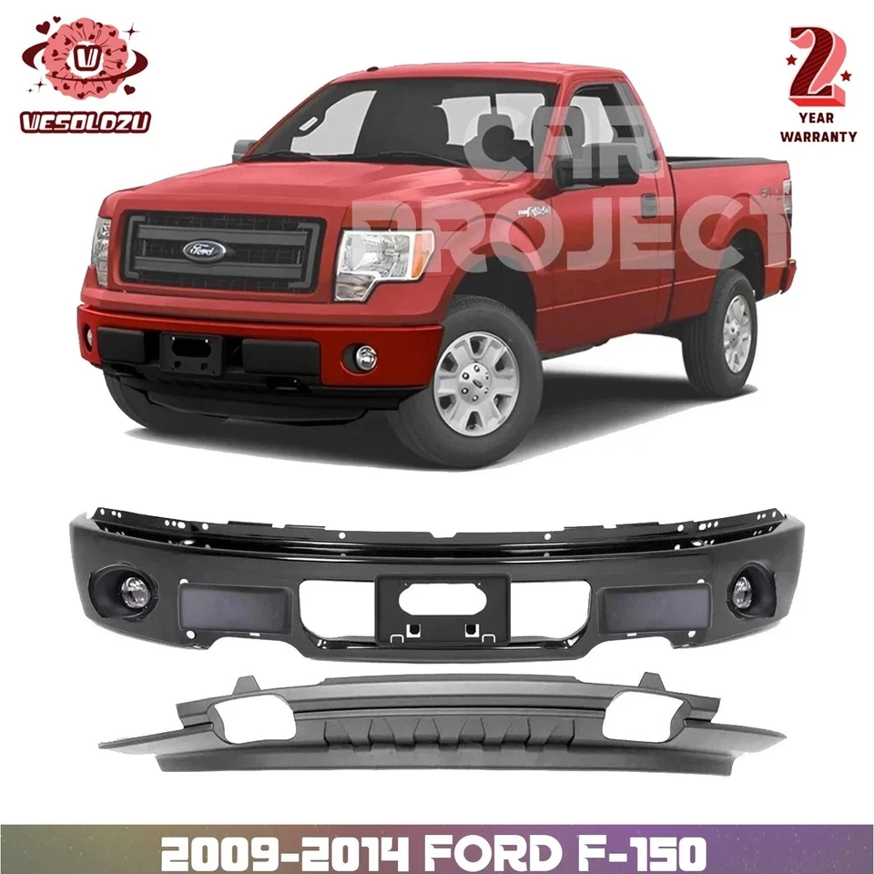 Front Bumper Primed Steel & Foglights Assembly Kit For 2009-2014 Ford F-150 Foto 1 de 4
