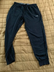 Puma Jogger Pants Mens XL Black Fleece Athletic Soft  - Picture 1 of 6