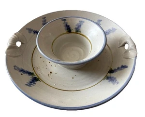 Salado Pottery Large Chip Dip Salsa Bowl Texas Bluebonnet Flowers - Picture 1 of 9